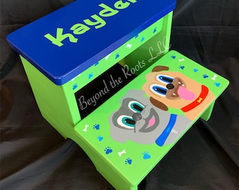 Handmade Personalized Wooden Step Stool |  Custom Heirloom Nursery Furniture Gift