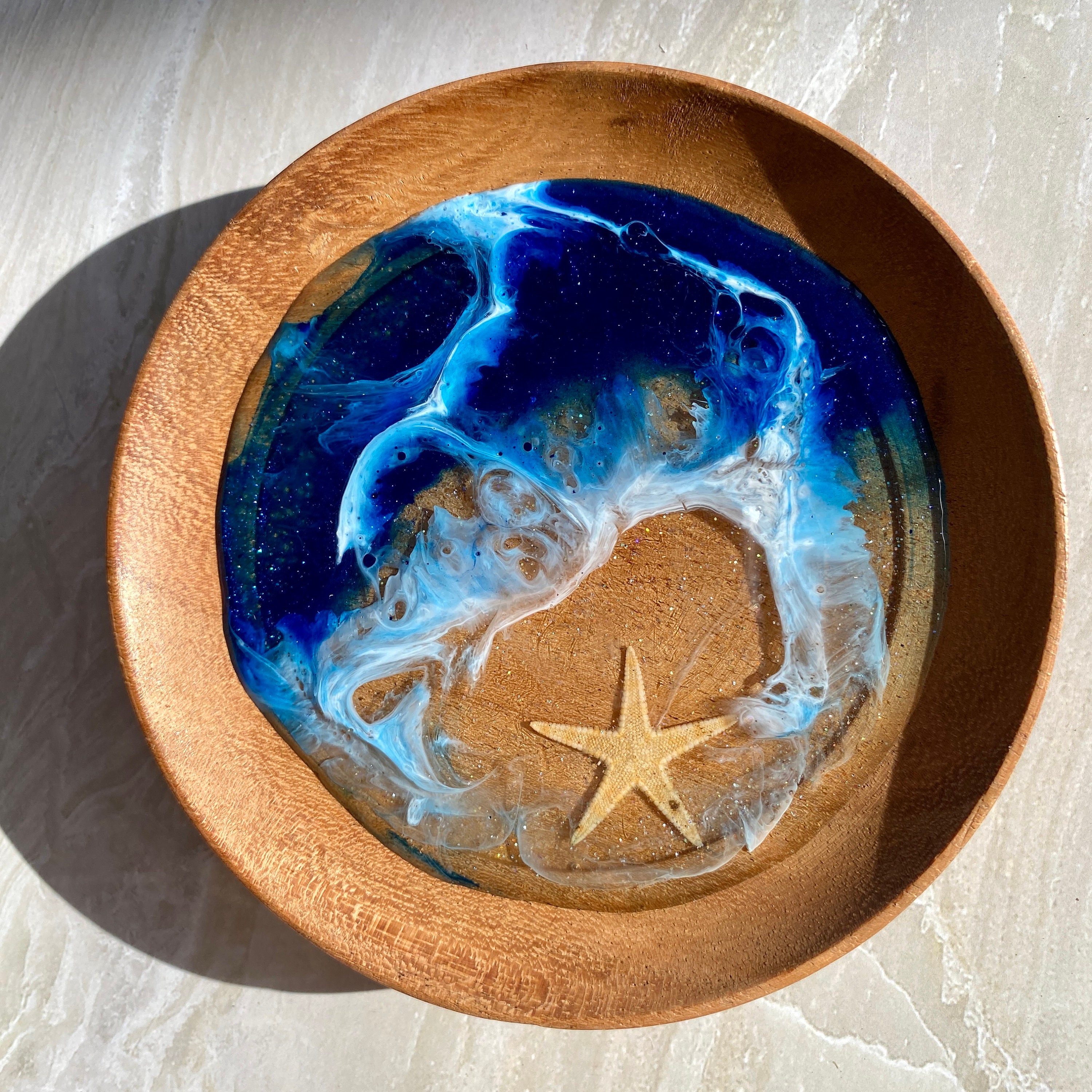 Starfish Ocean Themed Bamboo & Resin Tea Tray – Resin Art Kailua