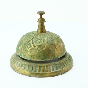 Brass Reception Bell - Victorian Style Home Office Decor - Old Tabletop Desk Bell