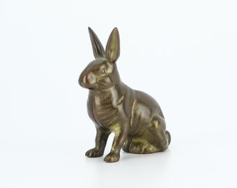 Vintage Bunny Rabbit Coin Bank - Mid Century Cast Metal Piggy Bank - Home Decor - Childrens Room - Birthday Present - Easter