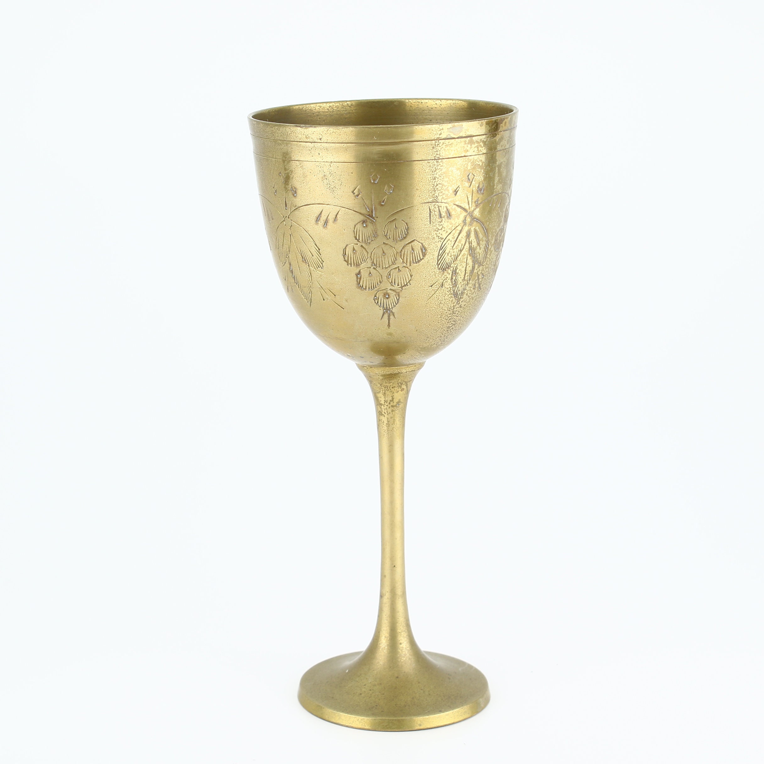 Vintage Brass Wine Goblet With Engraved Grape and Floral Design 2 Mid  Century Brass Home Decor -  Canada