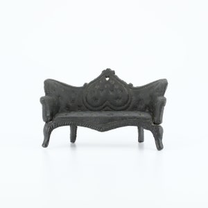 Vintage Miniature Cast Iron Chesterfield - Small Metal Dollhouse Sofa/Couch - Scale Dollhouse Furniture