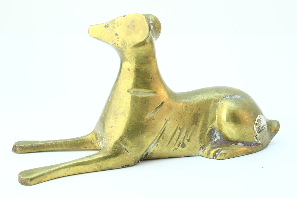 Vintage Brass Dog Figurine Sitting Canine Statue Doggo Puppy Etsy