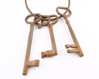 Antique Skeleton Keys on Keyring (2) Home Entryway - Rustic Primitive Country Farmhouse Home Decor
