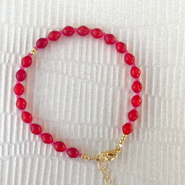 Cherry Bomb / Red Bracelet / Funky Bracelet / Fall Bracelet /Vintage Bracelet / Dainty Bracelet