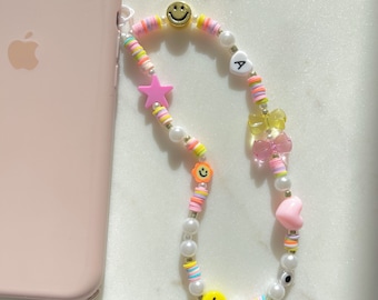 Colorful Initial Phone String Charm Personalized Phone Hand Strap Phone Charm Beaded