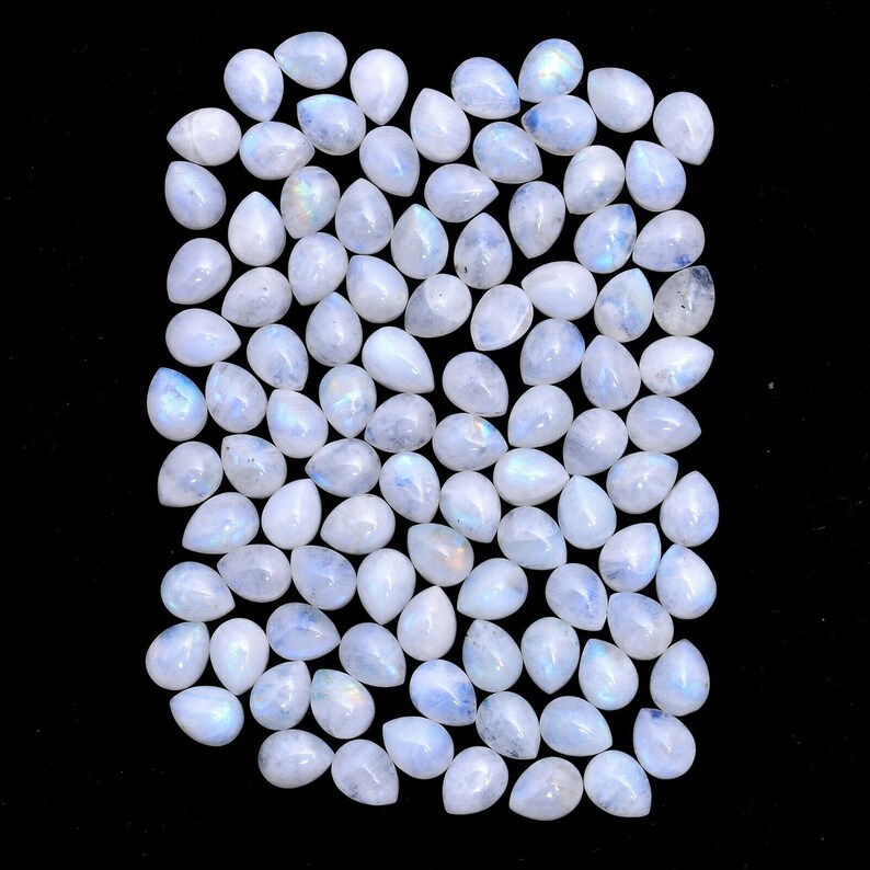 5 pieces drop moonstone cabochone 7 x 9 mm