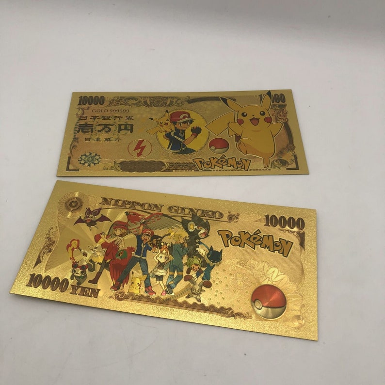 Beautiful Rare Souvenir 10 000 Yen Gold Banknote Pokemon Coins Money Collectibles Aloli Ru
