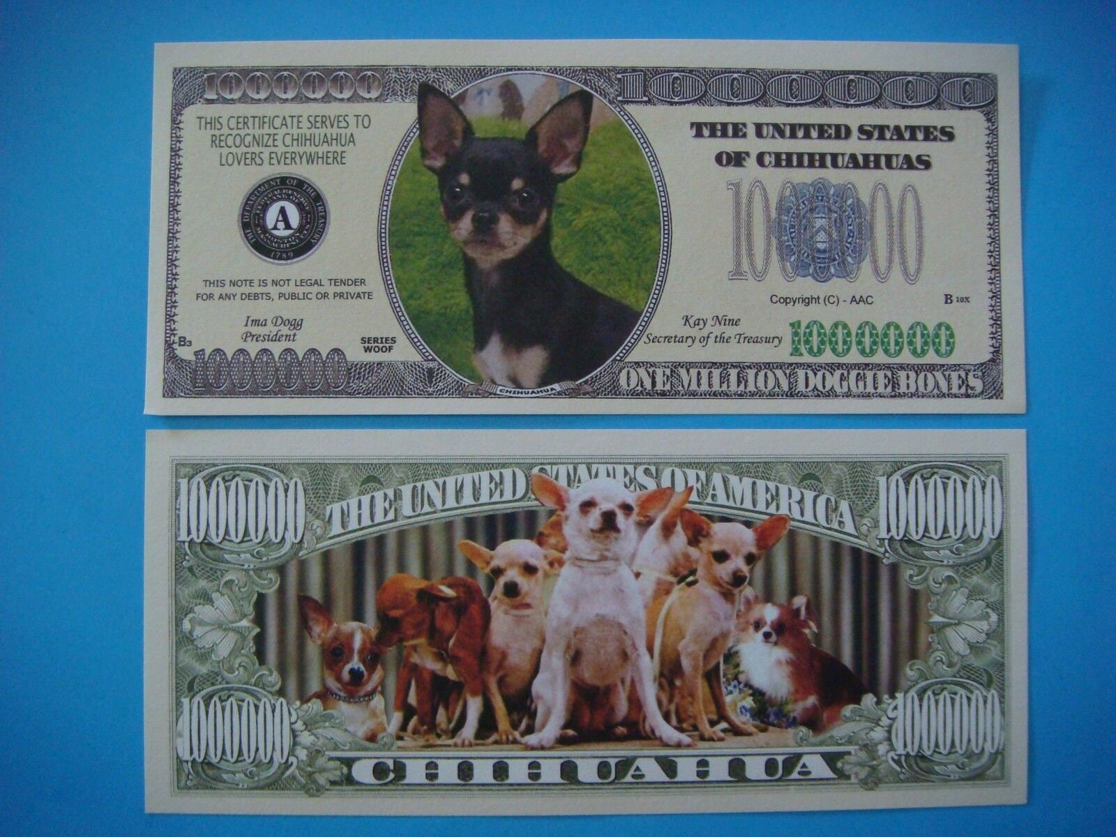 3 x 1 Million Fake Dollar Dog Chihuahua Etsy
