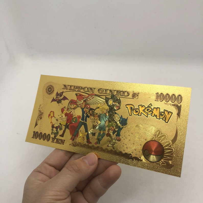 Pokemon Pikachu Gold Foil Gold Banknote Souvenir Gifts 10000 Etsy