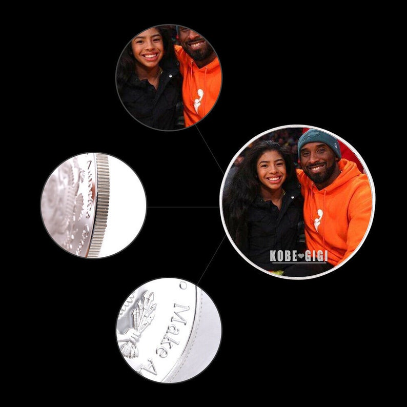 Kobe Bryant And Gigi Collector Medal Silverplated With Color Art Collectibles Memorabilia