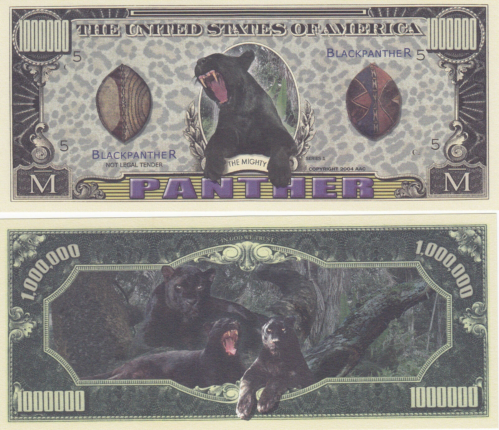 3 x 1 Million Fake Dollar Black Panther Etsy