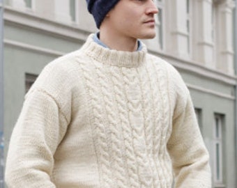 Irish sweater man 100% wool handmade