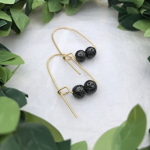 Simple, Lava, hand wired earrings