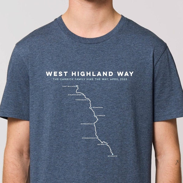 PERSONALISED West Highland Way T-Shirt – Custom West Highlands Way Trail Hiking T-Shirt, Hiking Gift, Unisex T-Shirt, XXS-XXL, 8 colours