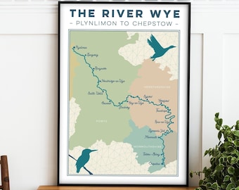 River Wye Map Art Print – Wye Valley, Gift for Hikers