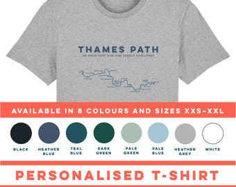 PERSONALISED Thames Path T-Shirt – Custom Thames Path Trail Hiking T-Shirt, River Thames Hiking Gift, Unisex T-Shirt, XXS-XXL in 8 colours