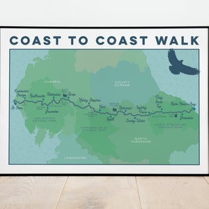 Wainwright's Coast to Coast Walk Art Print: Coast to Coast Map Print, Illustrated Map Art, Wall Art Map Gift, Hiking Gift, A4 A3 A2 image 4