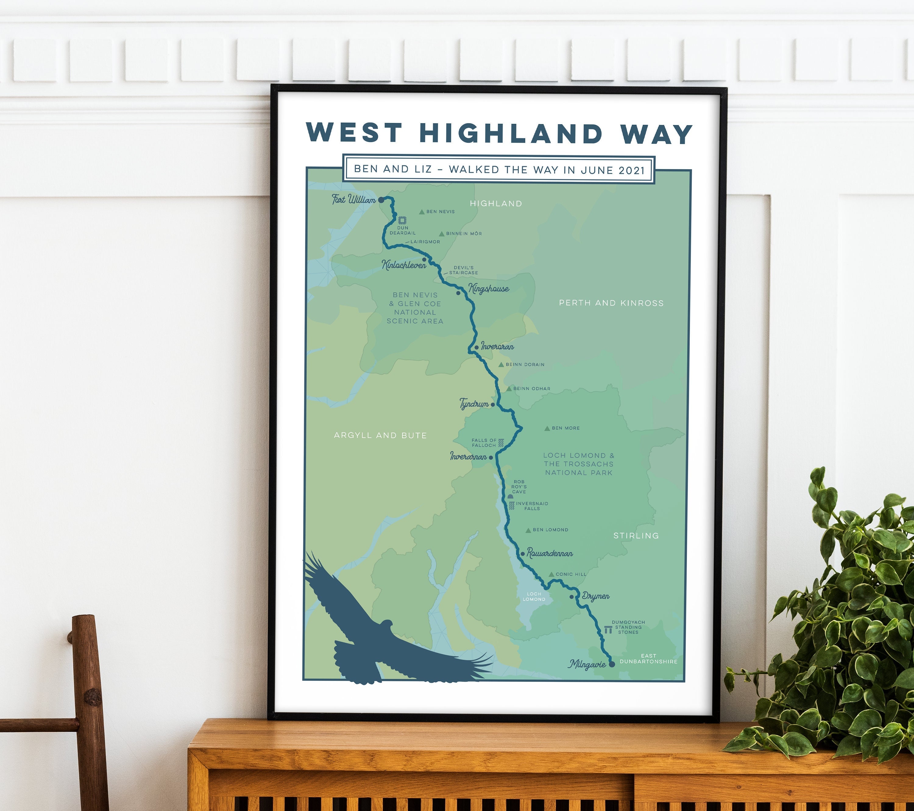 Personalised West Highland Way Art Print: Gift For Walkers. - Etsy Denmark