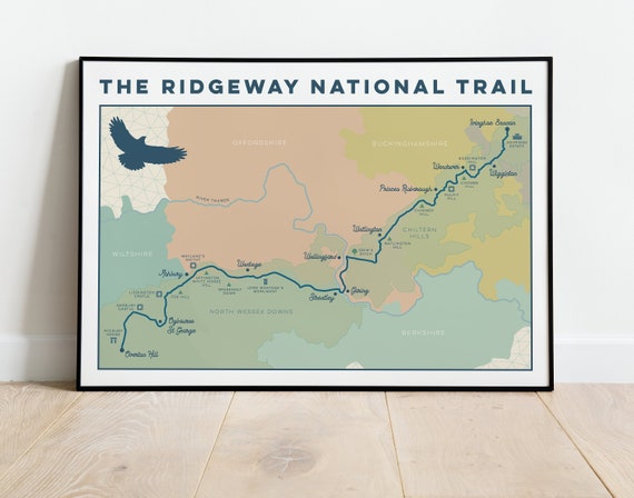 The Ridgeway Art Print: Wall Art Map Print. Ridgeway Trail Map - Etsy UK