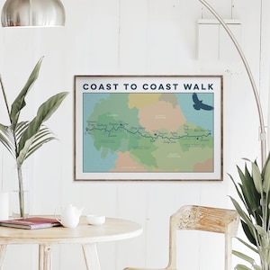 Wainwright's Coast to Coast Walk Art Print: Coast to Coast Map Print, Illustrated Map Art, Wall Art Map Gift, Hiking Gift, A4 A3 A2 image 2