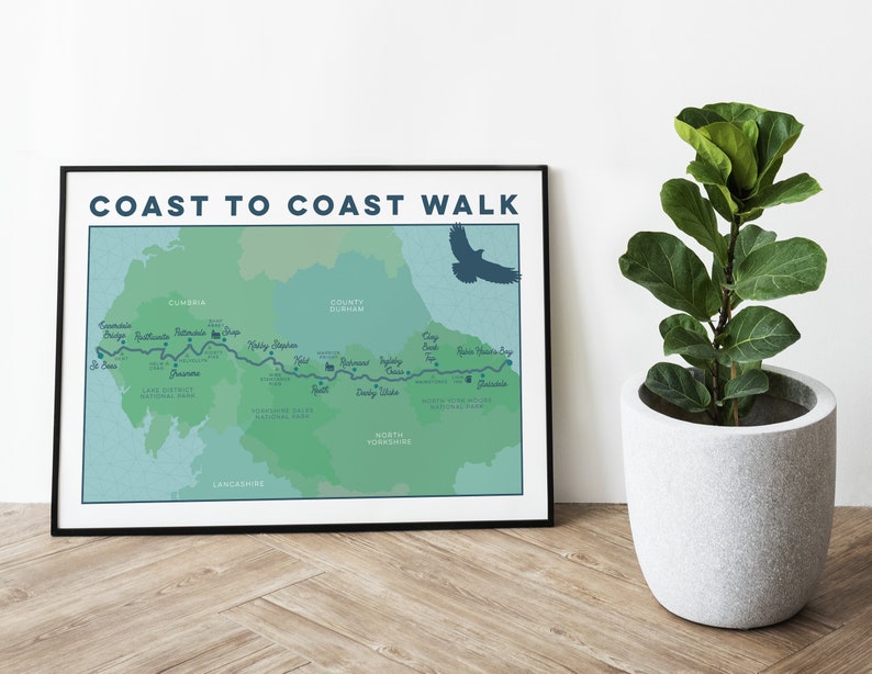 Wainwright's Coast to Coast Walk Art Print: Coast to Coast Map Print, Illustrated Map Art, Wall Art Map Gift, Hiking Gift, A4 A3 A2 image 5