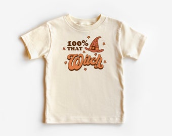Retro 100 Percent That Witch Halloween Toddler T-shirt. Halloween Baby Outfit. Halloween Toddler Tshirt. Halloween Infant. 100 That Witch