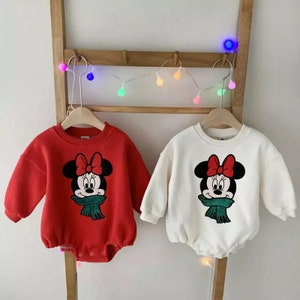 Mickey & Minnie Christmas Sweatshirt and Bubble Romper. Family Matching. Magical Christmas Sweaters.