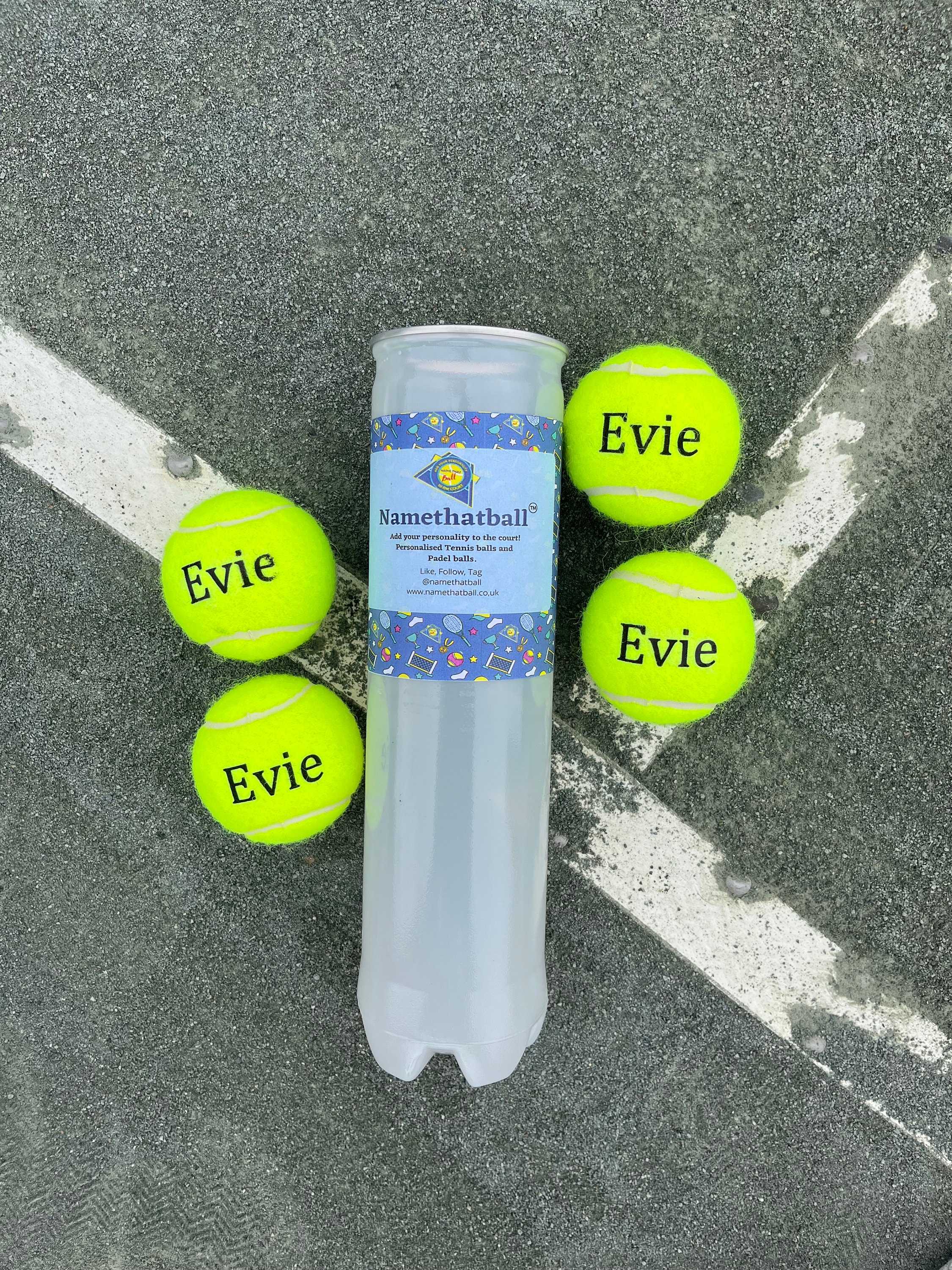 Balles tennis dans boîte tube publicitaire personnalisé