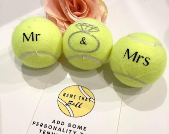 Personalisierte Tennisbälle für Erwachsene - Hochzeit Edition