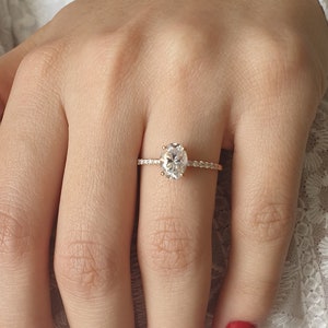1.30 CT Oval Cut Moissanite Diamond Ring, 14K Yellow Gold Moissanite Engagement Ring, 8*6 mm Oval Moissanite Anniversary Gift For Her