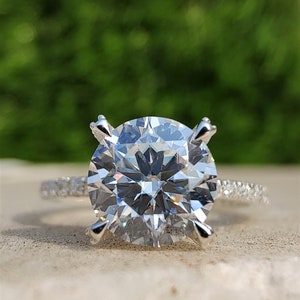2CT Round Moissanite Diamond Ring, Hidden Halo Engagement Anniversary 3/4 Eternity Band Wedding Ring for Her, Round Diamond Moissanite Ring,