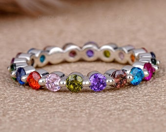 Regenbogen Diamant Ehering, Bubble Band Lab Diamant Regenbogen Farbe Hochzeit Matching Ring, multi color Diamant Ehering, Regenbogenring