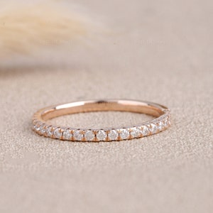 Round Moissanite Diamond Wedding Band, 3/4 Eternity Ring, Matching Round Diamond Band For Her, Micro Pave Set Half Eternity Moissanite Band,