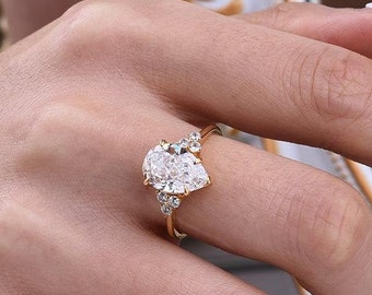 Pear shaped moissanite engagement ring 3 CT Pear Moissanite , proposal ring, engagement ring idea, pear cut ring Moissanite /Engagement Ring