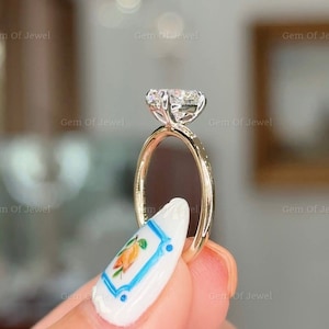 Two Tone Gold Oval Moissanite Diamond Ring, Oval Solitaire Two Tone 14k Solid Gold Ring, Oval Cut Solitaire Moissanite Diamond Ring For Her