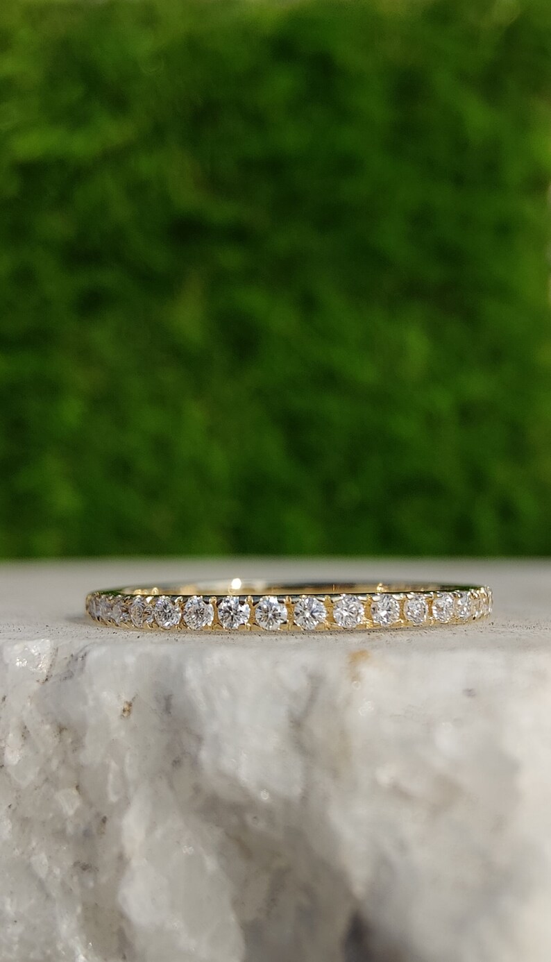 Round Moissanite Diamond Half Eternity Matching Wedding Band for Her ...