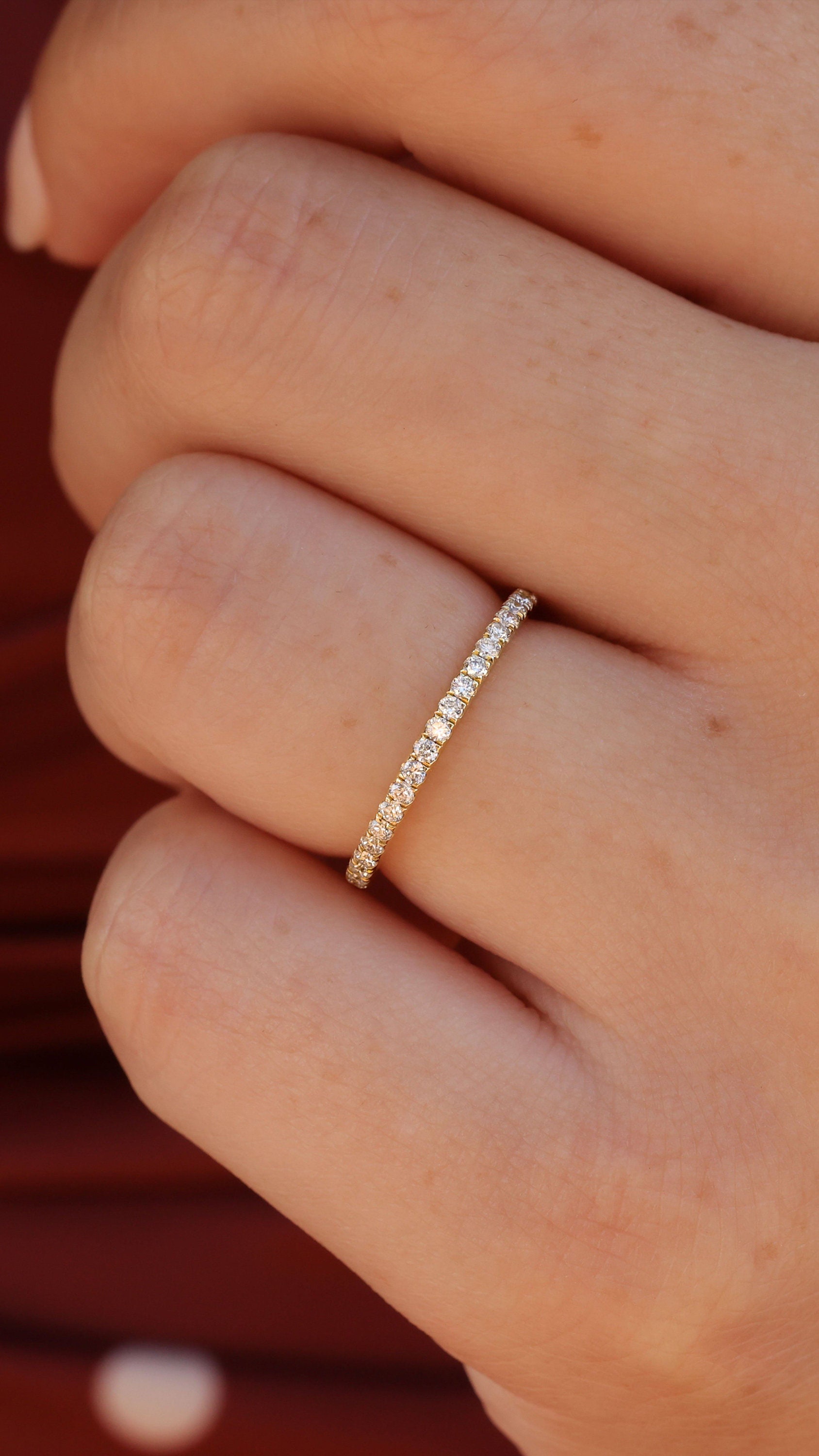 Round Moissanite Diamond Half Eternity Matching Wedding Band for Her ...