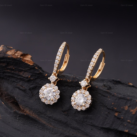 Round Rose Gold Earrings For Women – Rhinestone Glitter Dangle Earrings, Fashion Jewelry Gift - View #8