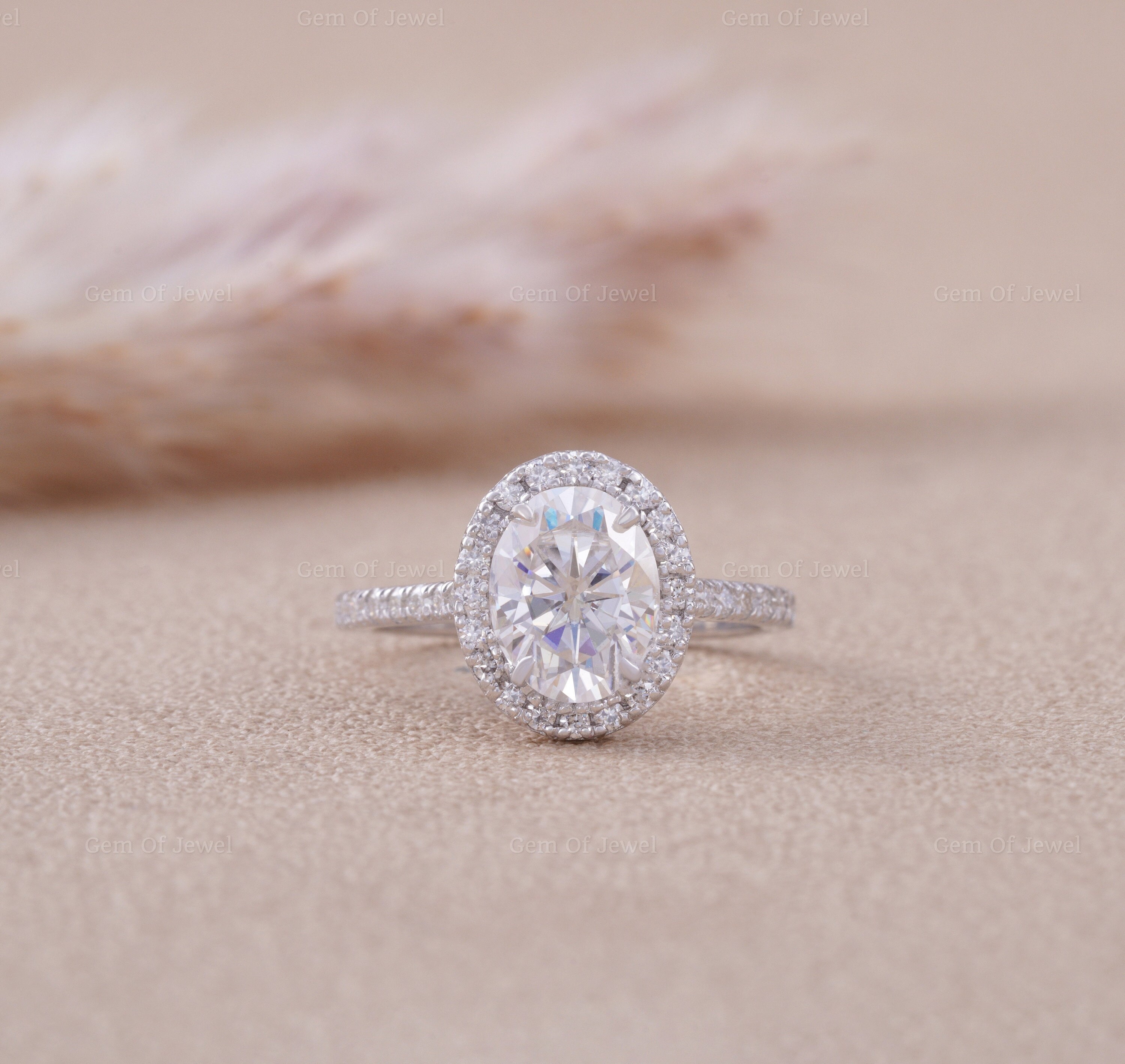 Oval Moissanite Diamant Halo Ring, Eternety Band für Sie, Oval Diamant Verlobungsring, 1.80CT Oval Moissanite Jubiläumsgeschenk für sie