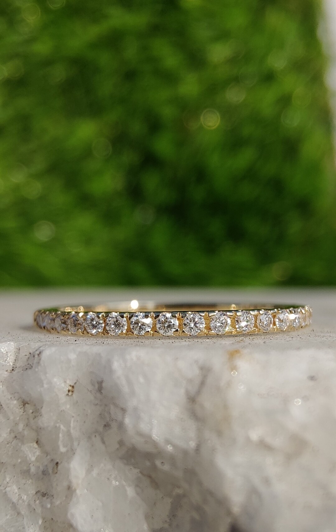Round Moissanite Diamond Half Eternity Matching Wedding Band for Her ...