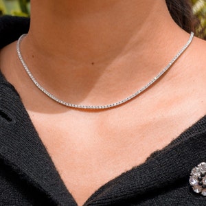 Moissanite tennis necklace gold best sale