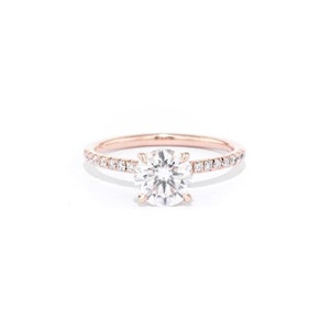 1C Round Moissanite Diamond Engagement Ring With Side Round Moissanite Ring 3/4 Eternity Wedding Moissanite Ring For Her, Engagements Ring
