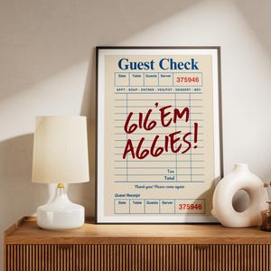 Texas A&M Wall Print - Digital Download - Cute Wall Decor - College Poster - Trendy Wall Art - Dorm Decor - College Station - Guest Check