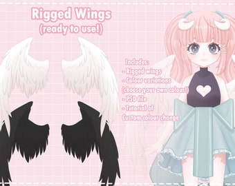 Rigged Wings for Live2D Vtuber,facerig anime character models