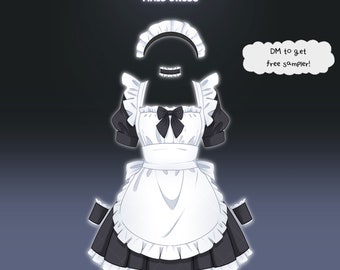 Maid dress Assets [PSD only ready to be rigged] for Vtuber Live2D / PNGTuber Twitch Youtube Prop