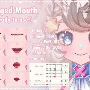 Rigged Mouth for Live2D Vtuber,facerig anime character models image 1