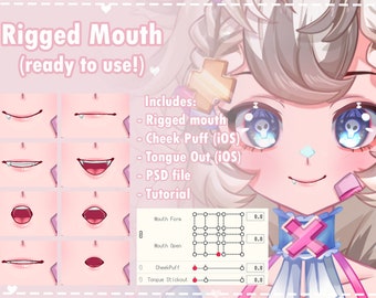 Rigged Mouth for Live2D Vtuber,facerig anime character models