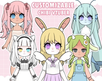 Customizable Chibi Girl | Premade Vtuber for Commercial use | Full body/Fully Rigged Live2D Anime Model (Ready to Use)