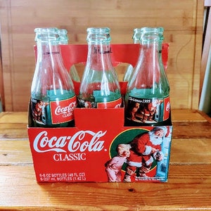 Vintage 1995 Christmas COCA COLA CLASSIC Original Carton and Bottles Six Pack Retro Coca Cola Collectibles image 1